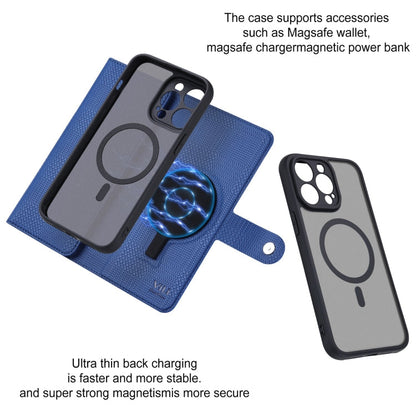 For iPhone 15 Pro ViLi GHA Series Shockproof MagSafe RFID Leather Attraction Horizontal Flip Phone Case(Blue)