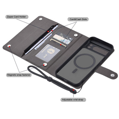 For Google Pixel 8 Pro ViLi GHB Series MagSafe Magnetic Zipper Leather Phone Case(Grey)