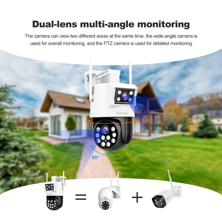 SriHome SH048 2MP + 2MP Humanoid Tracking Smart Night Vision Dual Lens IP Camera(AU Plug)