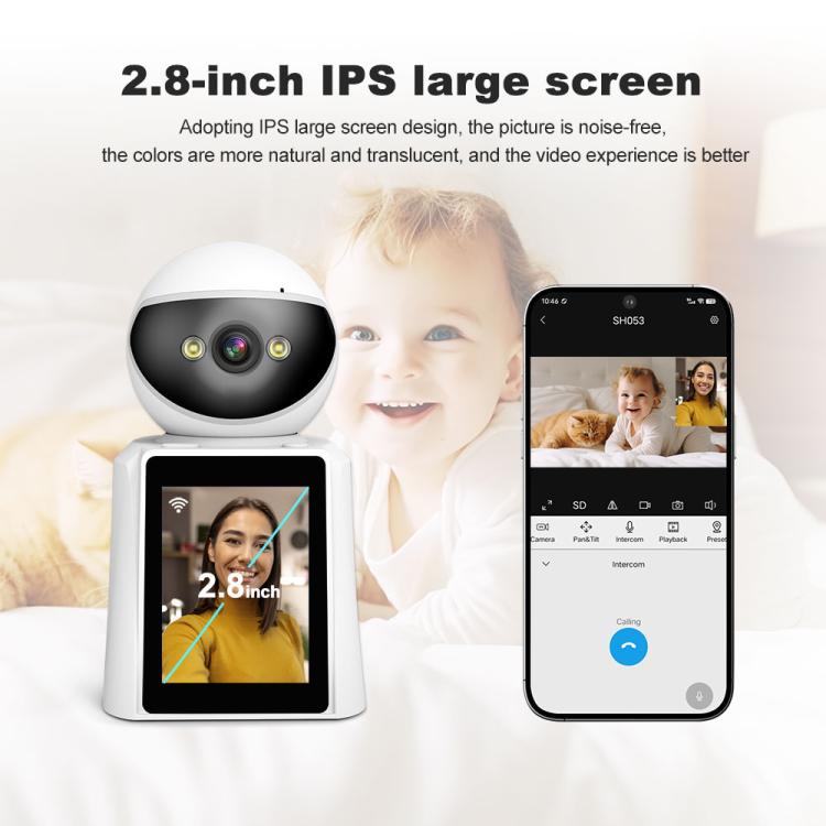 Moniteur bébé caméra IP d'appel vidéo intelligent Srihome SH053 4MP avec écran IPS de 2,8 pouces (prise AU)