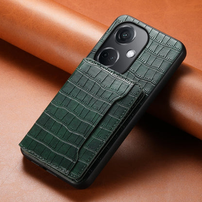 For OPPO K11 Crocodile Texture Card Bag Design Full Coverage Phone Case(Green)