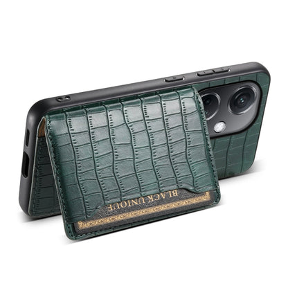 For OPPO K11 Crocodile Texture Card Bag Design Full Coverage Phone Case(Green)