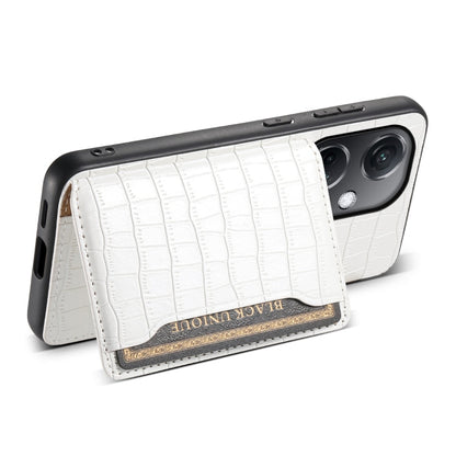 For OPPO K11 Crocodile Texture Card Bag Design Full Coverage Phone Case(White)