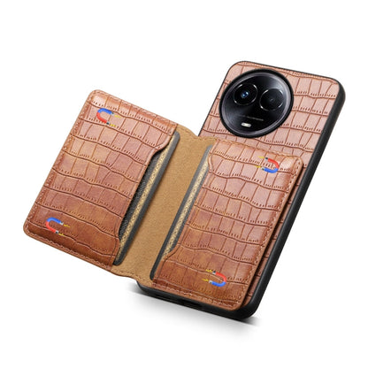 Pour Realme 11 5G Coque de téléphone à couverture intégrale avec motif crocodile et pochette pour cartes (Marron)