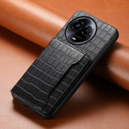 For Realme 11 5G Crocodile Texture Card Bag Design Full Coverage Phone Case(Black)
