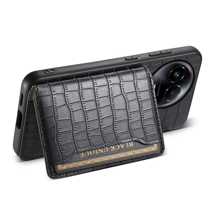 For Realme 11 5G Crocodile Texture Card Bag Design Full Coverage Phone Case(Black)