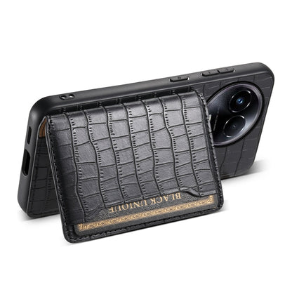 For Realme 11 5G Crocodile Texture Card Bag Design Full Coverage Phone Case(Black)