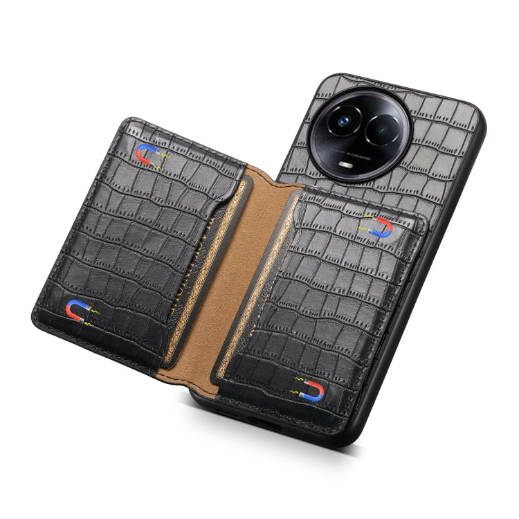 For Realme 11 5G Crocodile Texture Card Bag Design Full Coverage Phone Case(Black)