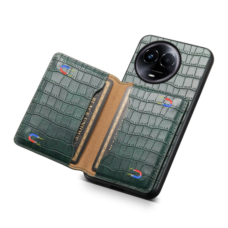 For Realme 11 5G Crocodile Texture Card Bag Design Full Coverage Phone Case(Green)