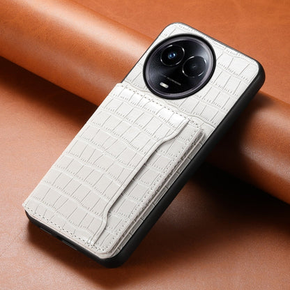 For Realme 11 5G Crocodile Texture Card Bag Design Full Coverage Phone Case(White)
