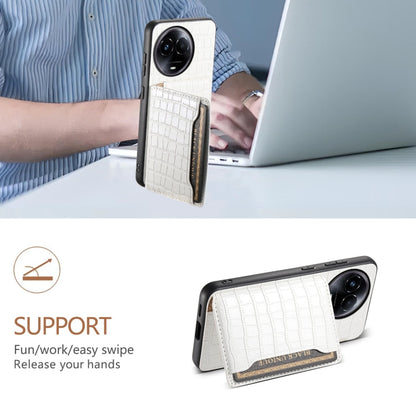 For Realme 11 5G Crocodile Texture Card Bag Design Full Coverage Phone Case(White)