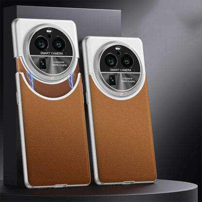 Pour OPPO Find X6 Pro GKK Étui de téléphone antichoc en cuir de couleur contrastée avec connexion à mortaise et tenon (marron)