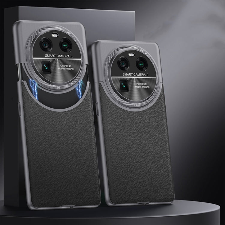 For OPPO Find X6 GKK Mortise-Tenon Connection Contrast Color Leather Shockproof Phone Case(Black)