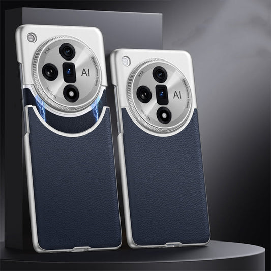 For OPPO Find X7 GKK Mortise-Tenon Connection Contrast Color Leather Shockproof Phone Case(Blue)