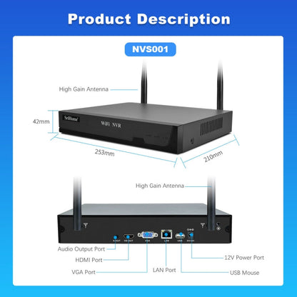 SriHome NVS001E-IPC047 Ultra HD 4 Channel WiFi Network Video Recorder Set(EU Plug)