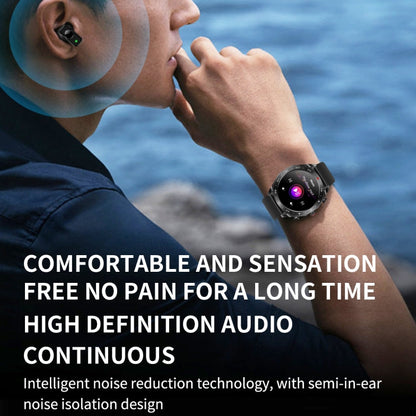 LEMFO T95 1.52 inch IPS Screen 2 in 1 Bluetooth Earphone Smart Watch Support Health Monitoring(Black)