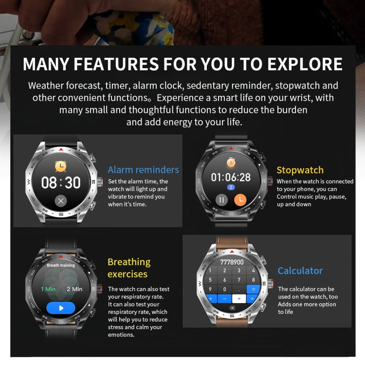 LEMFO T95 1.52 inch IPS Screen 2 in 1 Bluetooth Earphone Smart Watch Support Health Monitoring(Silver)