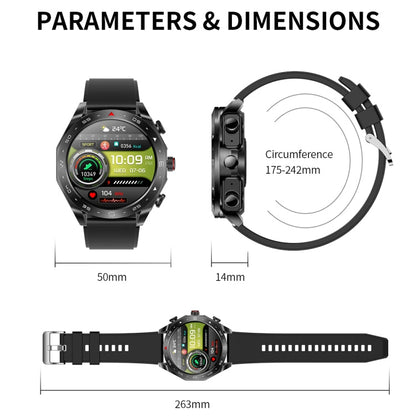LEMFO T95 1.52 inch IPS Screen 2 in 1 Bluetooth Earphone Smart Watch Support Health Monitoring(Black)