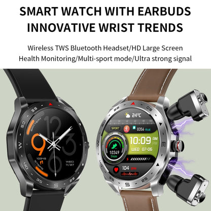 LEMFO T95 1.52 inch IPS Screen 2 in 1 Bluetooth Earphone Smart Watch Support Health Monitoring(Black)