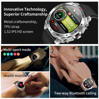 LEMFO T95 1.52 inch IPS Screen 2 in 1 Bluetooth Earphone Smart Watch Support Health Monitoring(Black)