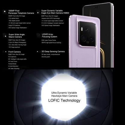 Honor Magic6 Ultimate, 16GB+512GB ,  6.8 inch Magic OS 8.0 Snapdragon 8 Gen 3 Octa Core up to 3.3GHz, Network: 5G, OTG, NFC, Support Google Play(Purple)