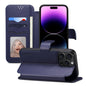 For iPhone 14 Pro ESEBLE E1 Nappa Texture MagSafe Holder Leather Phone Case(Dark Blue)