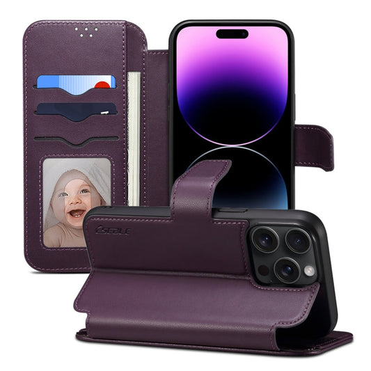 Pour iPhone 14 Pro ESEBLE E1 Coque de Téléphone en Cuir Texture Nappa avec Support MagSafe (Violet Foncé)