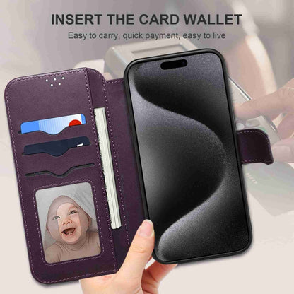 For iPhone 14 Pro ESEBLE E1 Nappa Texture MagSafe Holder Leather Phone Case(Dark Purple)