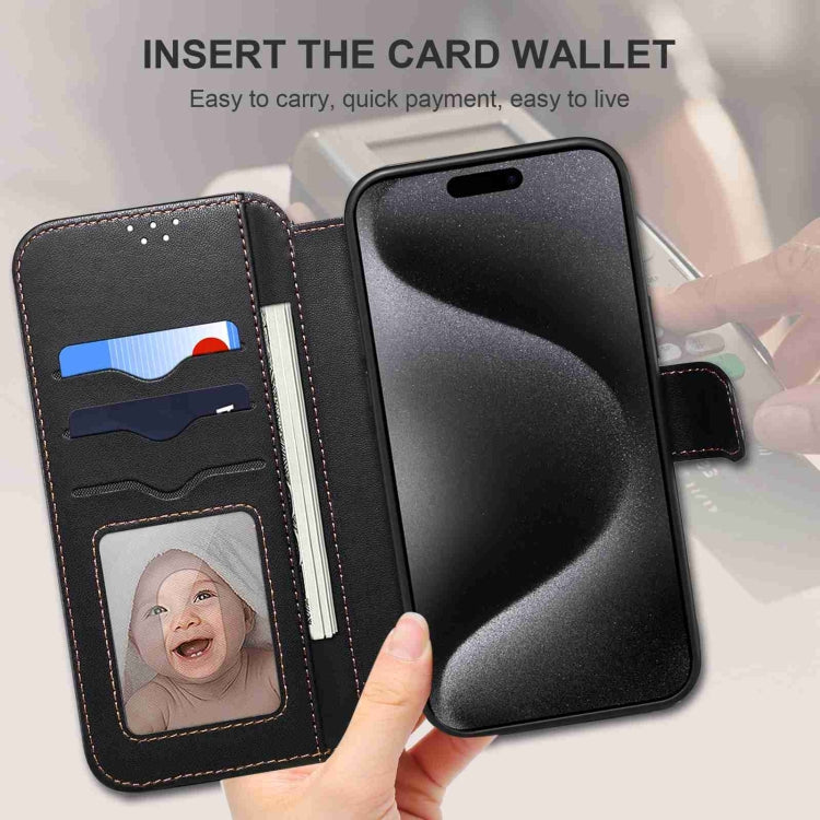 For iPhone 14 Pro Max ESEBLE E1 Nappa Texture MagSafe Holder Leather Phone Case(Black)