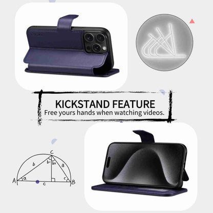 For iPhone 15 ESEBLE E1 Nappa Texture MagSafe Holder Leather Phone Case(Dark Blue)
