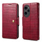For Honor 100 Pro Denior Crocodile Texture Oil Edge Leather Phone Case(Rose Red)