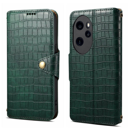 Coque de Téléphone en Cuir avec Bords Huilés et Texture Crocodile 100 Pro Denior pour Honor (Vert)