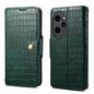 Coque de Téléphone en Cuir avec Bords Huilés et Texture Crocodile 100 Pro Denior pour Honor (Vert)