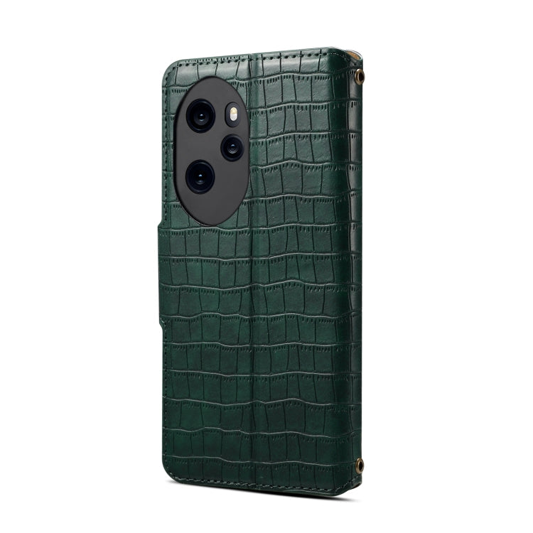 Coque de Téléphone en Cuir avec Bords Huilés et Texture Crocodile 100 Pro Denior pour Honor (Vert)