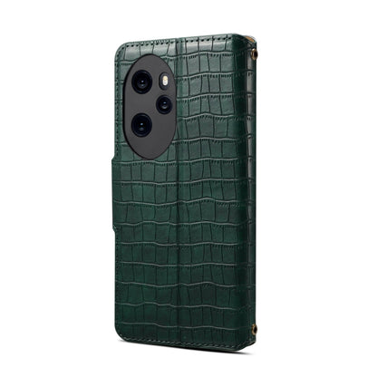 Coque de Téléphone en Cuir avec Bords Huilés et Texture Crocodile 100 Pro Denior pour Honor (Vert)