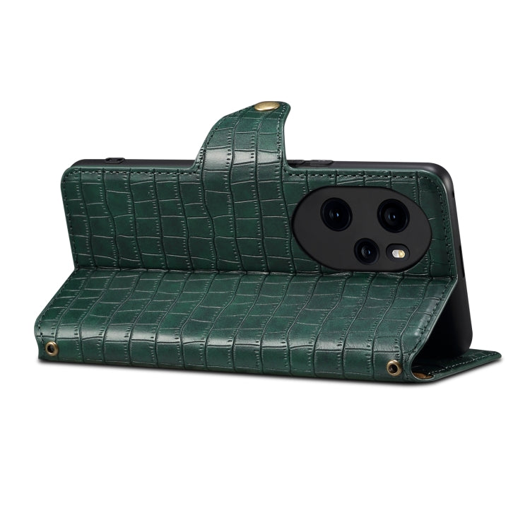 Coque de Téléphone en Cuir avec Bords Huilés et Texture Crocodile 100 Pro Denior pour Honor (Vert)