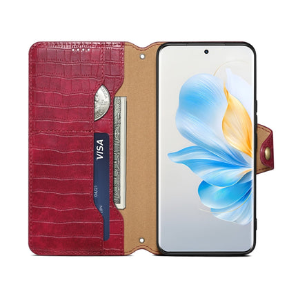 For Honor 100 Denior Crocodile Texture Oil Edge Leather Phone Case(Rose Red)