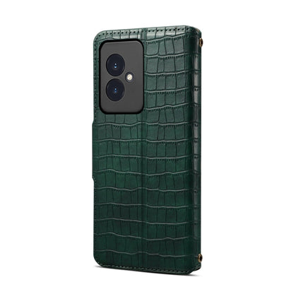 For Honor 100 Denior Crocodile Texture Oil Edge Leather Phone Case(Green)