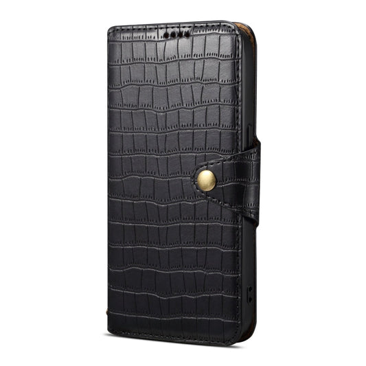 Pour étui de téléphone en cuir avec bord à l'huile et texture crocodile Denior For Honor Magic5 (noir)