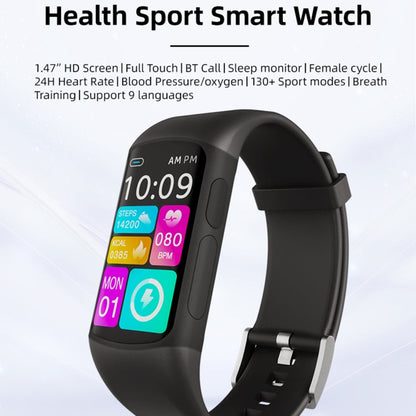 Spovan H7 BT5.3 IP67 1.47 inch Smart Sport Watch, Support Bluetooth Call / Sleep / Blood Oxygen / Heart Rate / Blood Pressure Health Monitor(Black)
