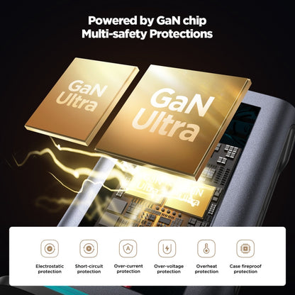 JOYROOM JR-TCM02 6 in 1 65W GaN 4 USB-C & 2 USB-A Multi-port Charger, Power Plug:UK Plug(Dark Gray)