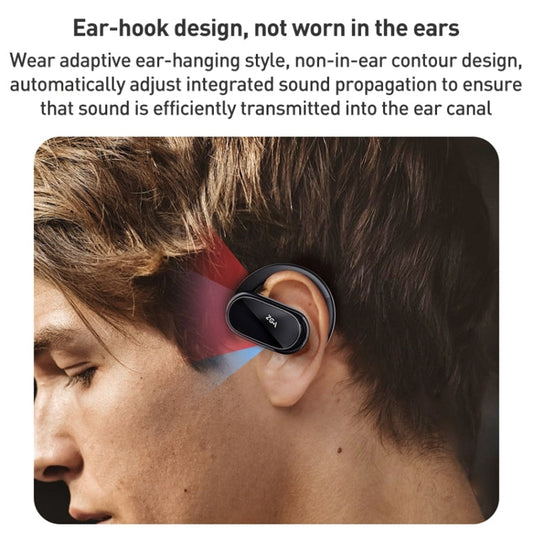 ZGA GS08 LED Digital Display Open Wireless Bluetooth Earphone(Black)