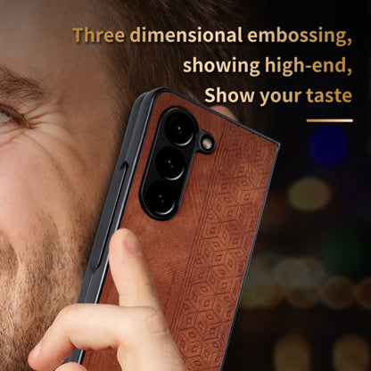For Samsung Galaxy Z Fold6 AZNS 3D Embossed Skin Feel Phone Case(Brown)