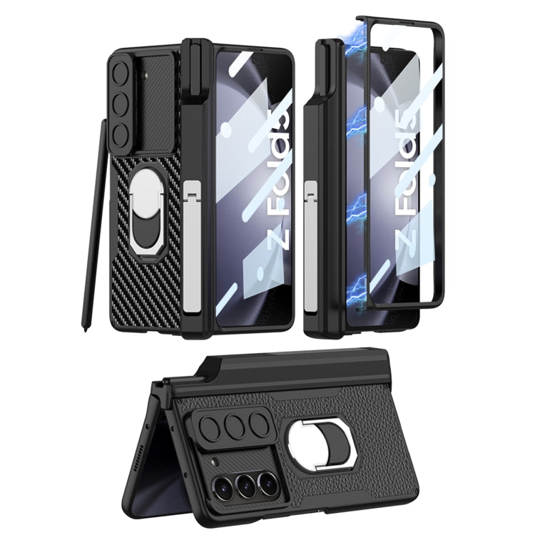 For Samsung Galaxy Z Fold5 GKK Integrated Magnetic Armor Full Coverage Phone Case(Litchi Texture)