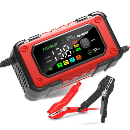 FOXSUR 7A 12V Car / Motorcycle Smart Battery Charger, Plug Type:US Plug(Red)