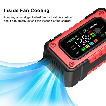 FOXSUR 7A 12V Car / Motorcycle Smart Battery Charger, Plug Type:UK Plug(Red)