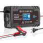 FOXSUR 8A 12V 24V Car / Motorcycle Smart Battery Charger, Plug Type:US Plug(Black)