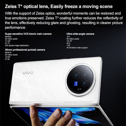vivo X Fold3, 16 Go+1 To, reconnaissance faciale / identification par empreinte digitale, Android 14 OriginOS 4 Snapdragon 8 Gen 2 Octa Core 3,25 GHz 8,03 pouces + 6,53 pouces, OTG, NFC, réseau : 5G (Noir)