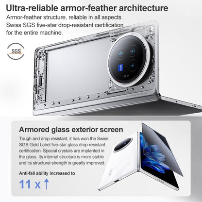 vivo X Fold3, 16 Go+1 To, reconnaissance faciale / identification par empreinte digitale, Android 14 OriginOS 4 Snapdragon 8 Gen 2 Octa Core 3,25 GHz 8,03 pouces + 6,53 pouces, OTG, NFC, réseau : 5G (Noir)