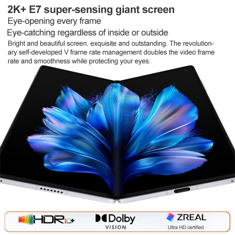 vivo X Fold3, 16 Go+1 To, reconnaissance faciale / identification par empreinte digitale, Android 14 OriginOS 4 Snapdragon 8 Gen 2 Octa Core 3,25 GHz 8,03 pouces + 6,53 pouces, OTG, NFC, réseau : 5G (Noir)